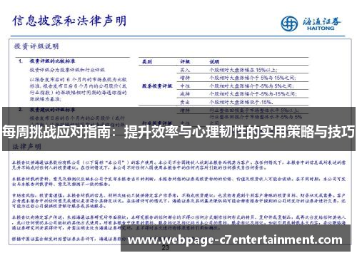 每周挑战应对指南：提升效率与心理韧性的实用策略与技巧