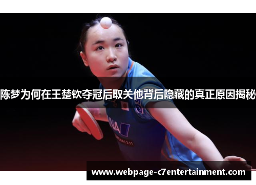 陈梦为何在王楚钦夺冠后取关他背后隐藏的真正原因揭秘