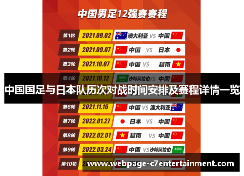 中国国足与日本队历次对战时间安排及赛程详情一览